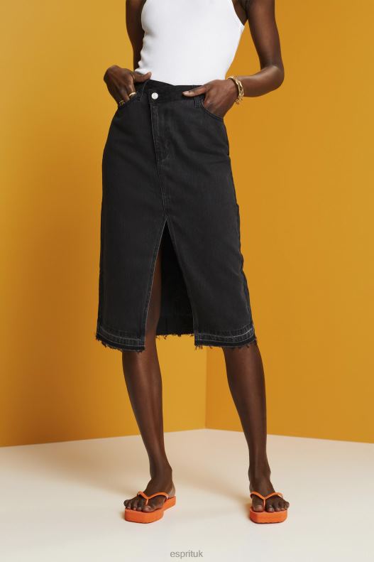 Esprit Midi skirt with an asymmetric waistband Women Black Medium Wash Skirts P0D0X208 - Image 1
