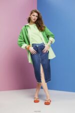 Esprit Midi skirt with an asymmetric waistband Women Blue Dark Wash Skirts P0D0X209 - Image 2