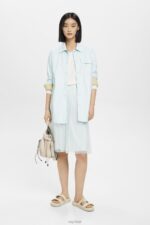 Esprit Midi skirt with glitter effect Women Light Aqua Green Skirts P0D0X268 - Image 2