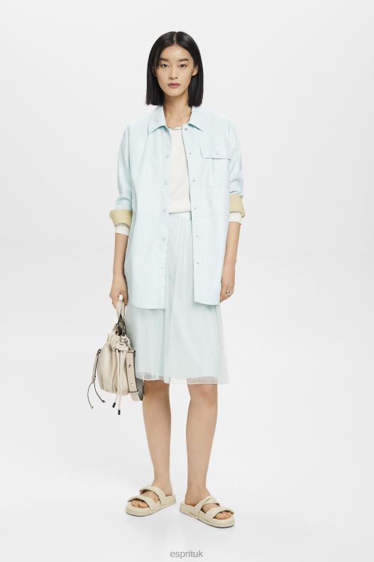 Esprit Midi skirt with glitter effect Women Light Aqua Green Skirts P0D0X268 - Image 2