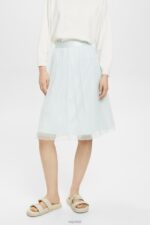 Esprit Midi skirt with glitter effect Women Light Aqua Green Skirts P0D0X268