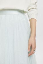 Esprit Midi skirt with glitter effect Women Light Aqua Green Skirts P0D0X268 - Image 3