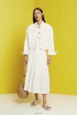 Esprit Midi skirt Women White Skirts P0D0X238 - Image 2