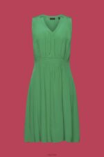 Esprit Mini dress with a smocked waist Women Green Dresses P0D0X227 - Image 5