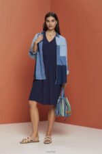 Esprit Mini dress with a smocked waist Women Navy Dresses P0D0X228 - Image 2