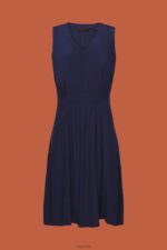 Esprit Mini dress with a smocked waist Women Navy Dresses P0D0X228 - Image 5