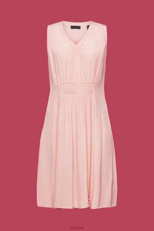 Esprit Mini dress with a smocked waist Women Pink Dresses P0D0X229 - Image 5