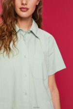 Esprit Mini shirt dress, 100% cotton Women Citrus Green Dresses P0D0X65 - Image 3