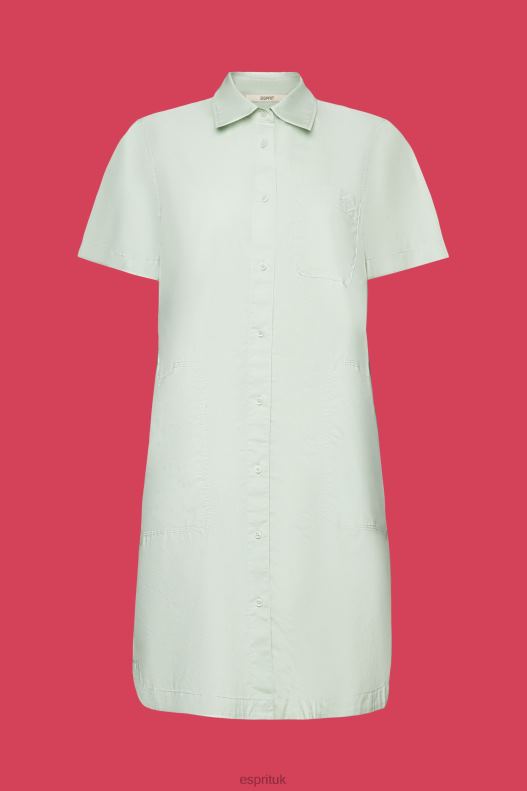 Esprit Mini shirt dress, 100% cotton Women Citrus Green Dresses P0D0X65 - Image 5