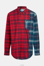 Esprit Mixed check patchwork flannel shirt Men Red Shirts P0D0X790 - Image 6