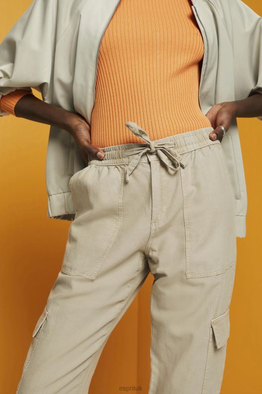 Esprit Mixed fabric cargo trousers with TENCEL Women Dusty Green Trousers & Pants P0D0X265 - Image 3