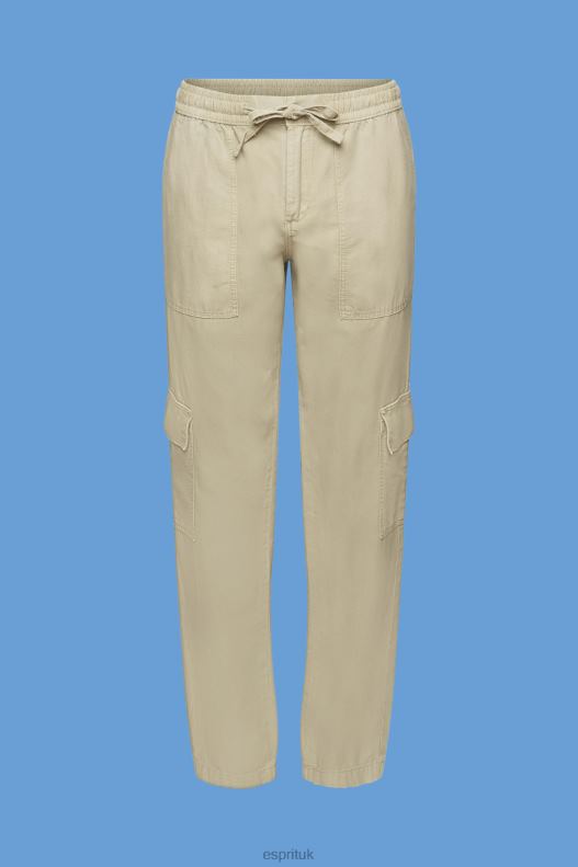Esprit Mixed fabric cargo trousers with TENCEL Women Dusty Green Trousers & Pants P0D0X265 - Image 5
