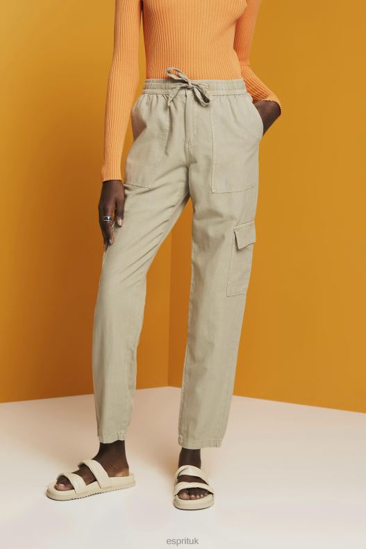 Esprit Mixed fabric cargo trousers with TENCEL Women Dusty Green Trousers & Pants P0D0X265 - Image 1