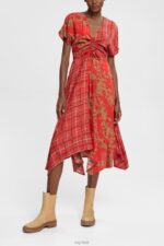 Esprit Mixed pattern dress, LENZING ECOVERO Women Red Dresses P0D0X547 - Image 2