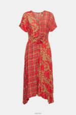 Esprit Mixed pattern dress, LENZING ECOVERO Women Red Dresses P0D0X547 - Image 5