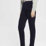 Esprit Mom fit cord trousers Women Navy Trousers & Pants P0D0X253