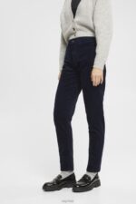 Esprit Mom fit cord trousers Women Navy Trousers & Pants P0D0X253