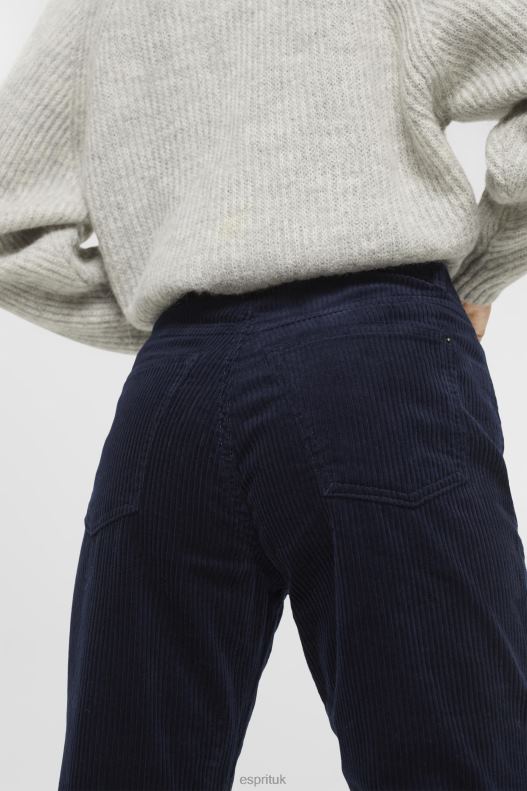 Esprit Mom fit cord trousers Women Navy Trousers & Pants P0D0X253 - Image 3
