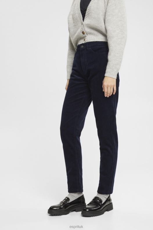 Esprit Mom fit cord trousers Women Navy Trousers & Pants P0D0X253 - Image 1