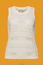 Esprit Mouline sleeveless jumper, cotton blend Women Ice Sweaters P0D0X107 - Image 5