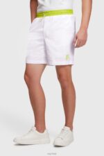 Esprit Neon Waistband Relaxed Shorts Men White Shorts P0D0X890