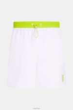 Esprit Neon Waistband Relaxed Shorts Men White Shorts P0D0X890 - Image 4