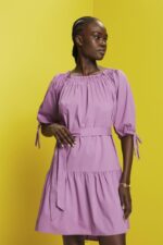 Esprit Off-shoulder poplin mini dress Women Violet Dresses P0D0X180