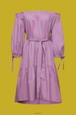 Esprit Off-shoulder poplin mini dress Women Violet Dresses P0D0X180 - Image 5