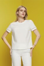 Esprit Open-back blouse, TENCEL Women White Blouses P0D0X201