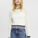 Esprit Organic cotton structured jumper Women Off White Sweaters P0D0X275