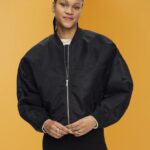 Esprit Oversized bomber jacket Women Black Jackets P0D0X213