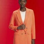 Esprit Oversized double-breasted blazer Women Orange Red Coats P0D0X313