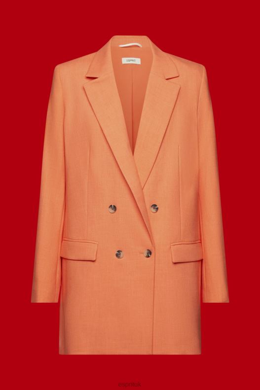Esprit Oversized double-breasted blazer Women Orange Red Coats P0D0X313 - Image 5