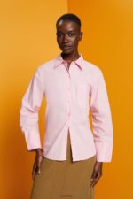 Esprit Oversized white cotton blouse Women Light Pink Blouses P0D0X407
