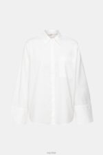 Esprit Oversized white cotton blouse Women White Blouses P0D0X406 - Image 5