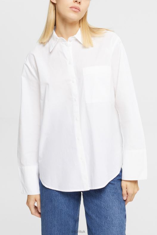 Esprit Oversized white cotton blouse Women White Blouses P0D0X406 - Image 1
