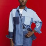 Esprit Patchwork jeans shirt, cotton blend Women Blue Light Wash Shirts P0D0X257