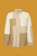 Esprit Patchwork shacket Women Beige Jackets P0D0X293 - Image 5