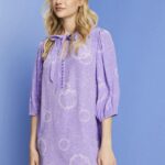 Esprit Patterned mini dress with a bow tie Women White Dresses P0D0X230