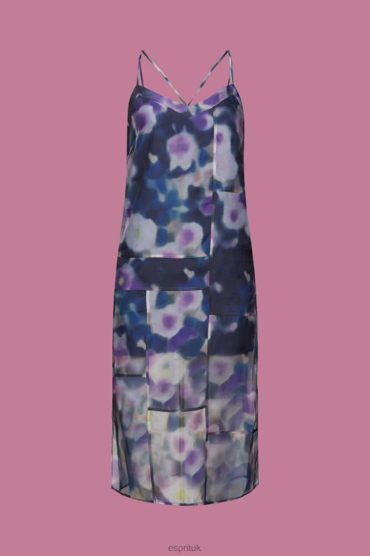 Esprit Patterned organza midi dress Women Blue Lavender Dresses P0D0X196 - Image 5