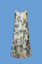 Esprit Patterned organza midi dress Women Yellow Dresses P0D0X197 - Image 5