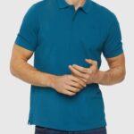 Esprit Pima cotton pique polo shirt Men Petrol Blue Polos P0D0X926