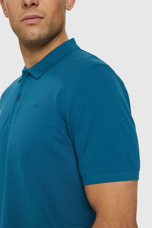 Esprit Pima cotton pique polo shirt Men Petrol Blue Polos P0D0X926 - Image 3