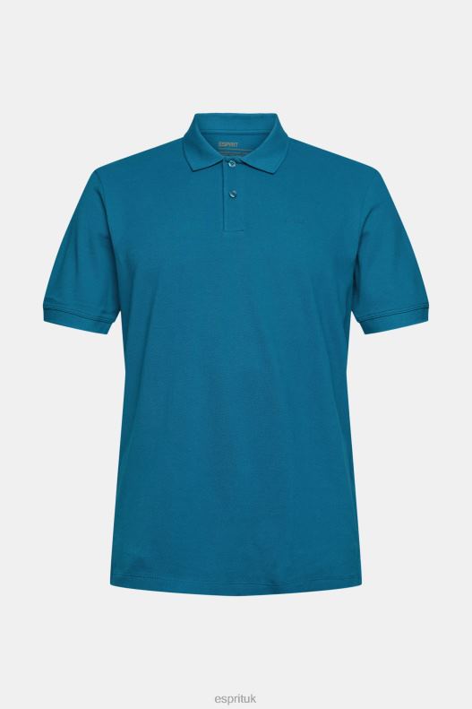 Esprit Pima cotton pique polo shirt Men Petrol Blue Polos P0D0X926 - Image 5