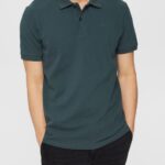 Esprit Pima cotton pique polo shirt Men Teal Blue Polos P0D0X927