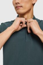 Esprit Pima cotton pique polo shirt Men Teal Blue Polos P0D0X927 - Image 3