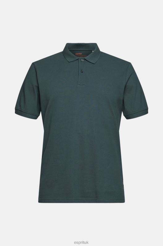 Esprit Pima cotton pique polo shirt Men Teal Blue Polos P0D0X927 - Image 5