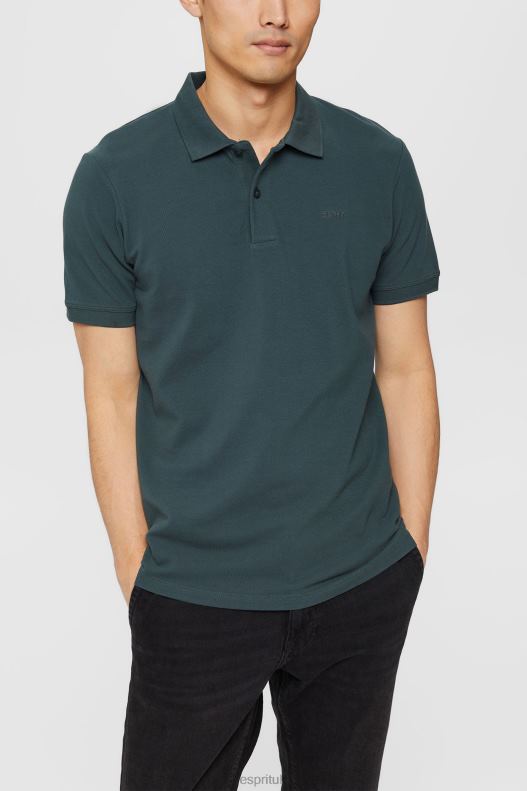 Esprit Pima cotton pique polo shirt Men Teal Blue Polos P0D0X927 - Image 1