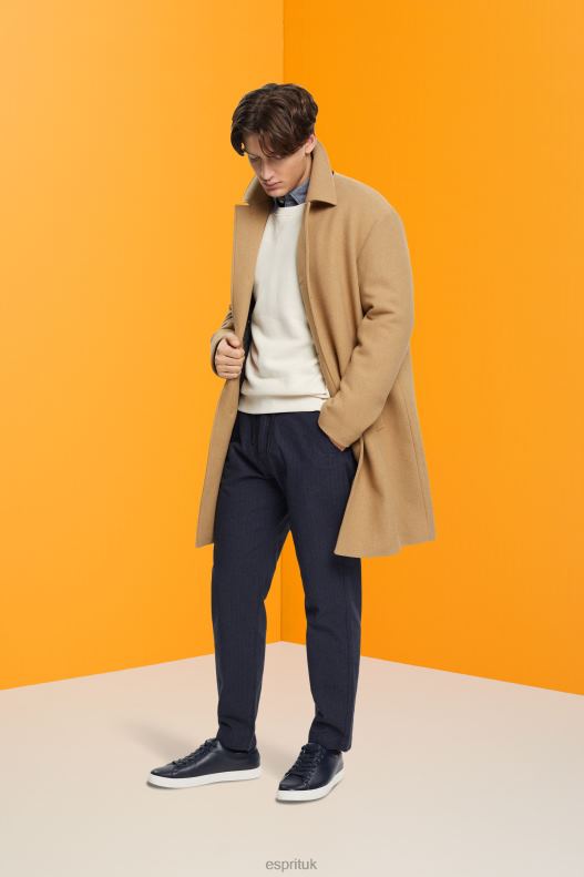 Esprit Pinstripe trousers with drawstring waistband Men Dark Blue Trousers & Pants P0D0X816 - Image 2