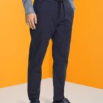 Esprit Pinstripe trousers with drawstring waistband Men Dark Blue Trousers & Pants P0D0X816